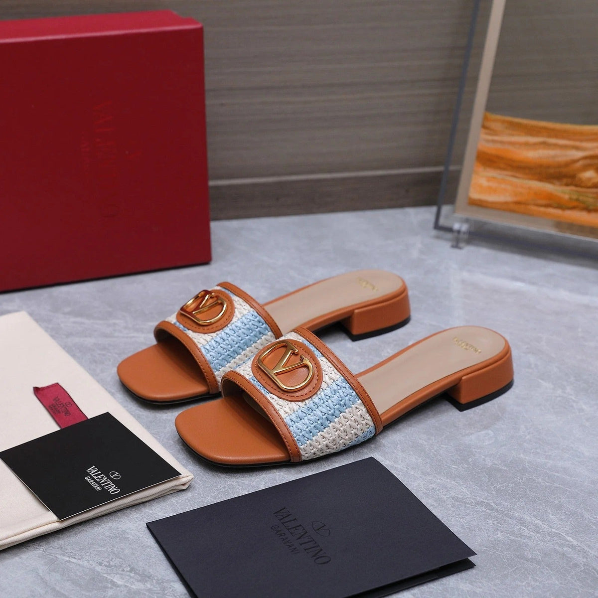 Valentino 2026 Garavani VLogo Signature 15mm Slipper Woven Leather 864505