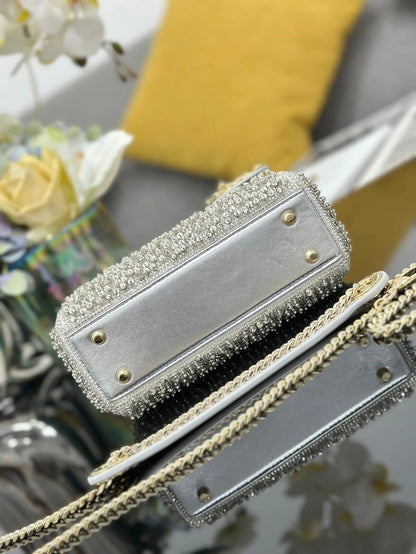 Dior 2026 Embroidered Beaded Bag 17cm Lambskin