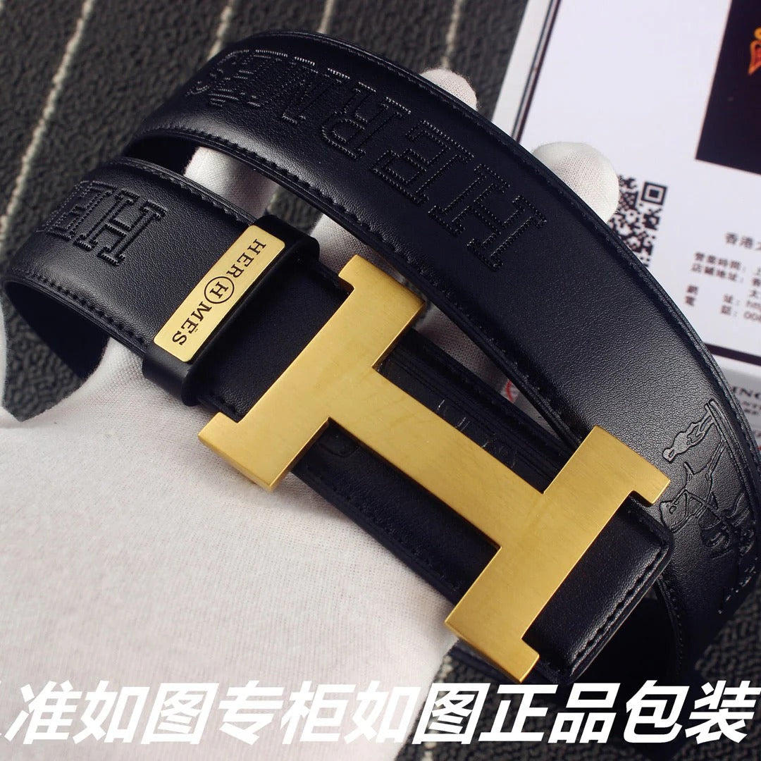 HM Constance Belt 38mm Black Calfskin Gold  Buckle 619961