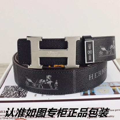 HM Constance Belt 38mm Black Cowhide Sliver Buckle 620194