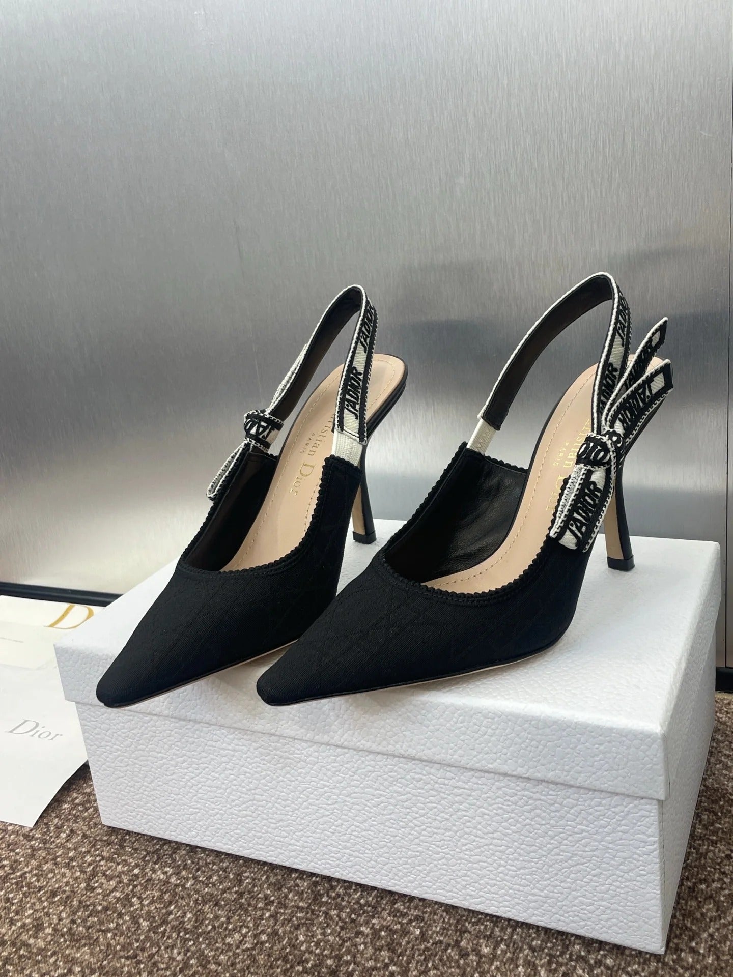 CD J'Adior Slingback Pump Black Fabric Sheepskin 330329