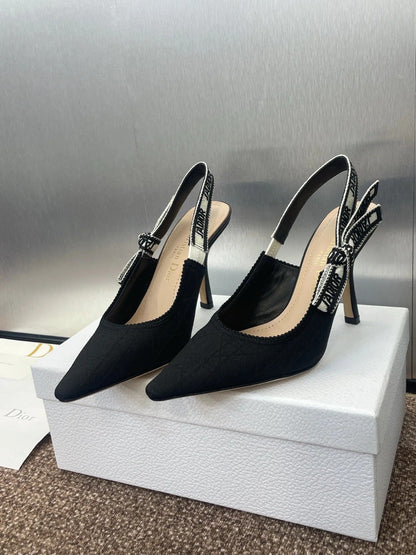 CD J'Adior Slingback Pump Black Fabric Sheepskin 330329
