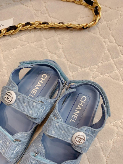 Chanel 2026 Printed Velcro Dad Sandals Fabric 977458