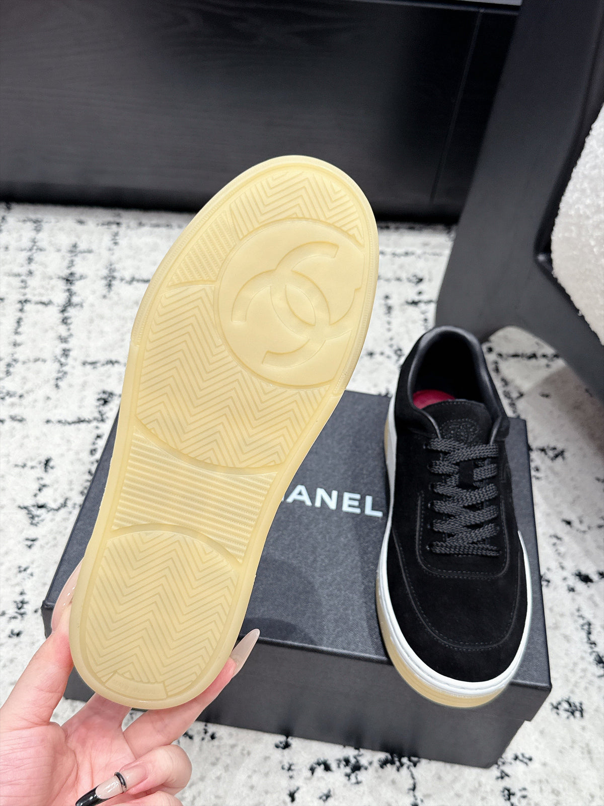 CC 26S Logo Sneakers 3.5cm Black Suede 109956