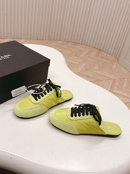 PRA 26S Mule Sneaker Lime Green Suede Canvas 600609