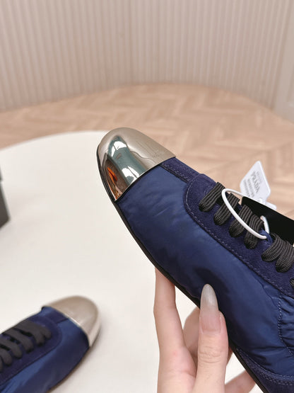 PRA 26S Mary Jane Navy Blue Sliver Canvas Suede 600624