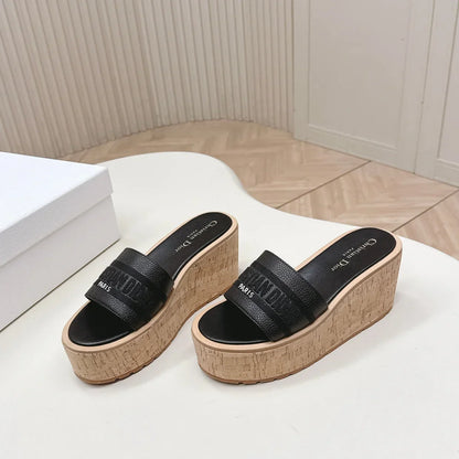 CD 26s Platform Sandals 85 Black Cowhide 643779