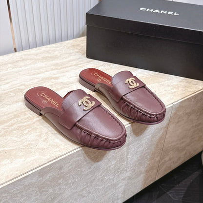 CC 26s Ruffled Mules Burgundy Glossy Sheepskin 992380