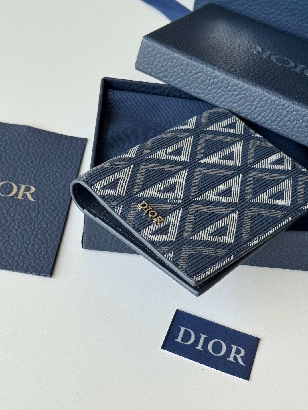 CD Diamond Saddle Passport Blue Beige Cowhide