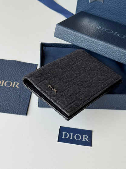 CD Oblique Passport Holder Black Jacquard Cowhide