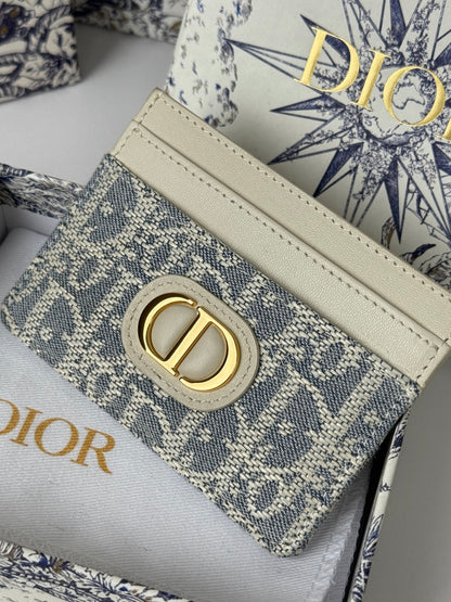 CD 30 Montaigne Freesia Card Holder 10cm White Grey Jacquard