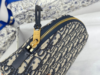 CD Oblique Beauty Case 24cm Blue Jacquard