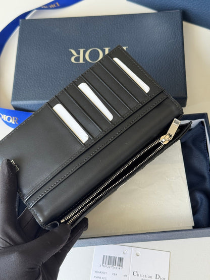 CD Long Vertical Wallet  Black Jacquard Cowhide