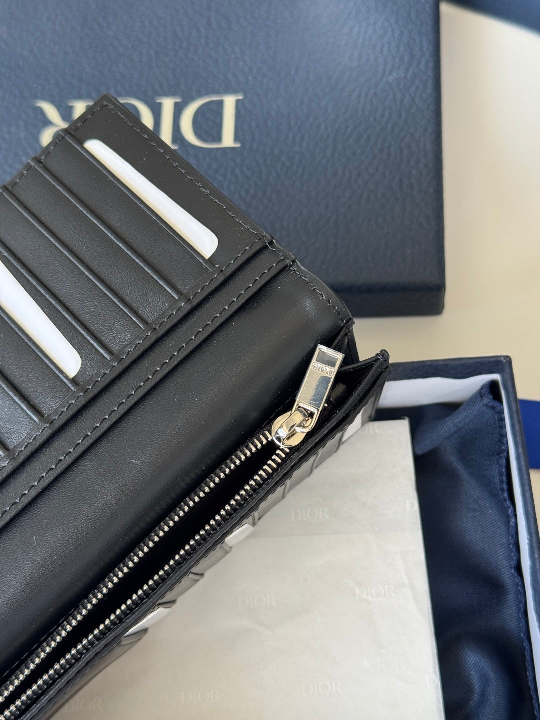 CD Long Vertical Wallet  Black Jacquard Cowhide