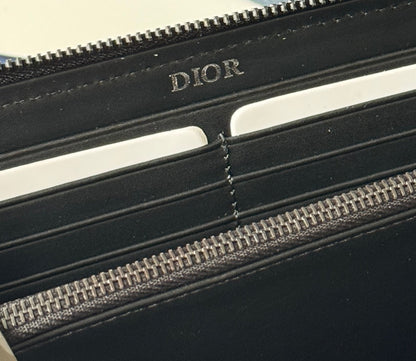 CD Long Zipped Wallet 19.8cm Beige Black Jacquard