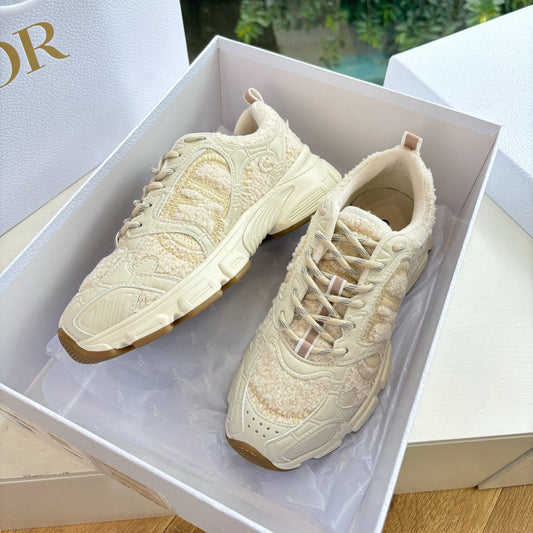 Dior Chrono Sneaker Beige Technical Wool and Leather 506845