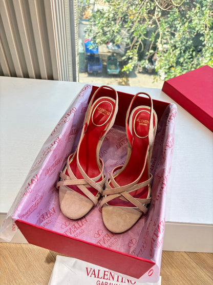 Valentino Fetishique Sandal 10.5cm Light Khahi Suede 702289
