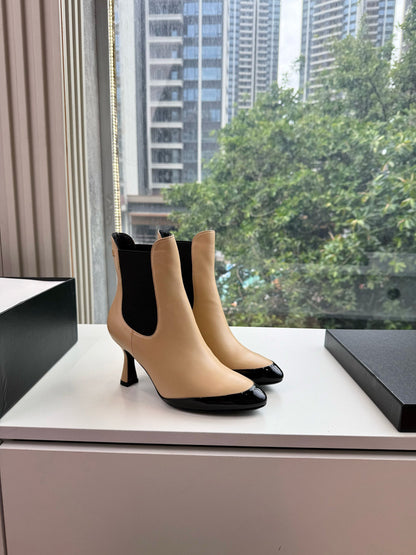 CC 26s Boot Black Beige Lambskin Patent Leather 916017