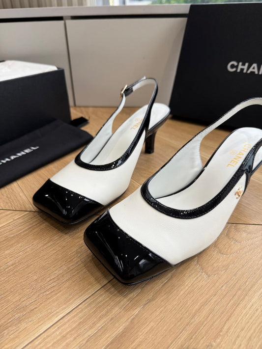 CC 26s Slingback White Black Patent Leather 933124