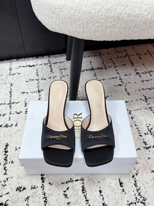 CD Square-Toed Sandal Black Satin 617518