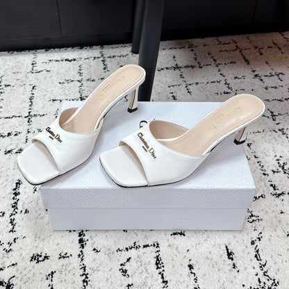 CD Square-Toed Sandal White Satin 617519