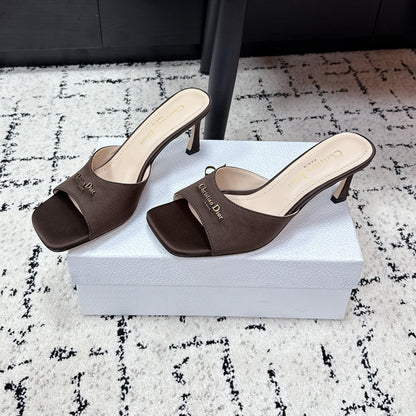 CD Square-Toed Sandal Brown Satin 617520