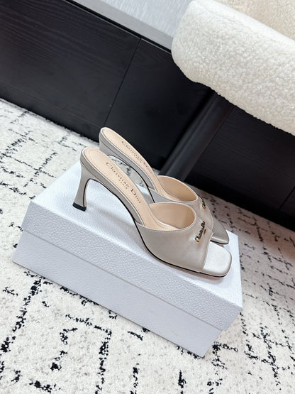 CD Square-Toed Sandal Grey Satin 617521