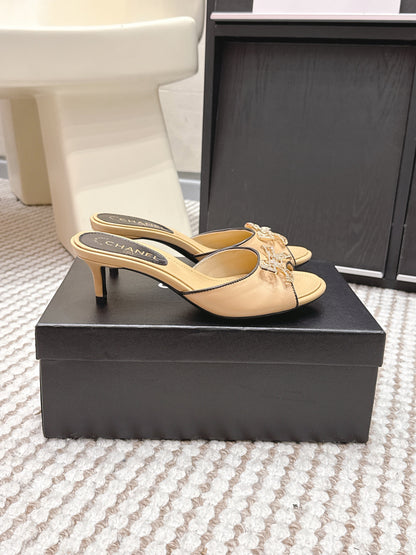 CC 26s Stiletto Sandals 55 Beige Leather 652569