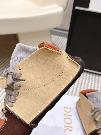 Dior Roadie Sneaker Brown Beige Orange Suede Mesh 661983