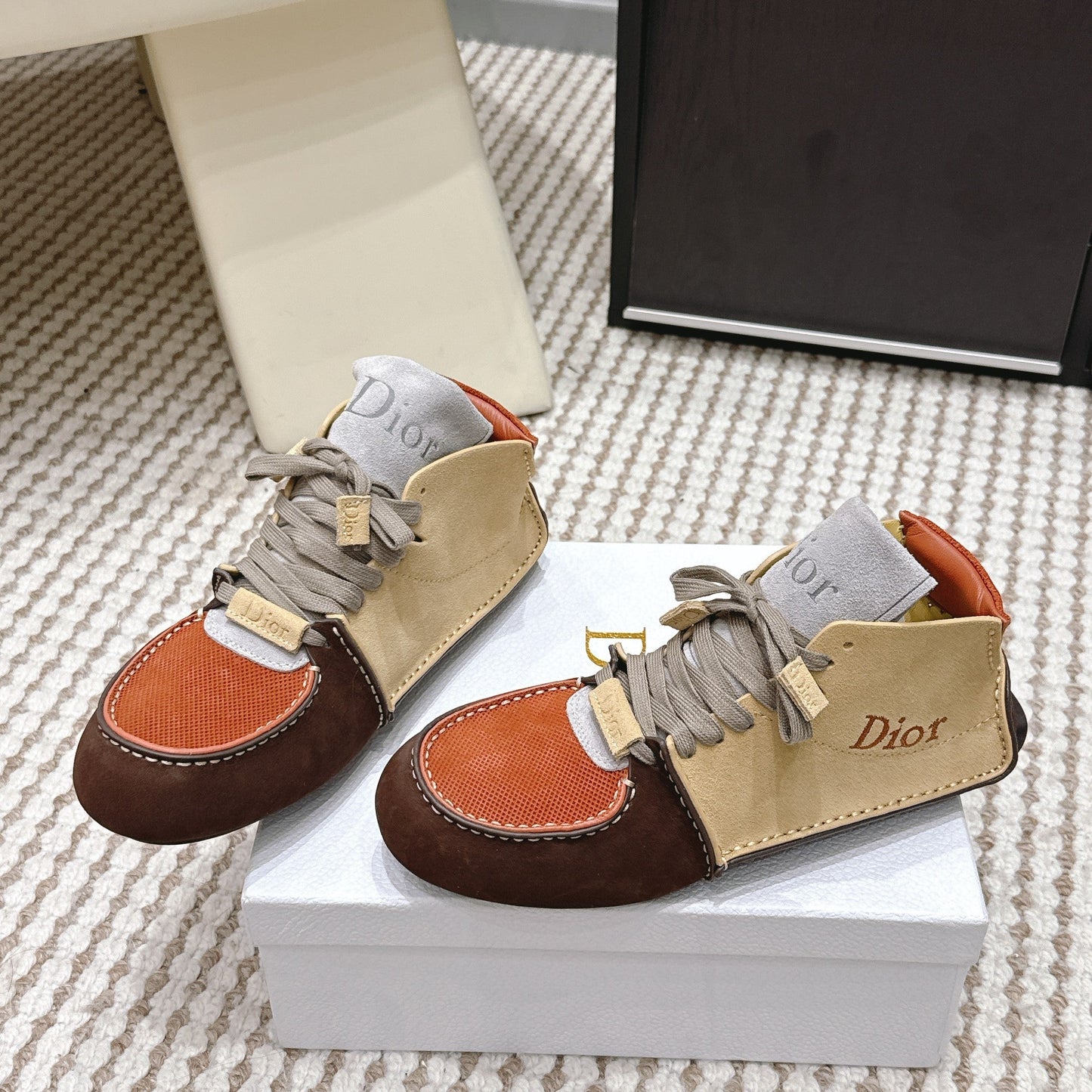 Dior Roadie Sneaker Brown Beige Orange Suede Mesh 661983