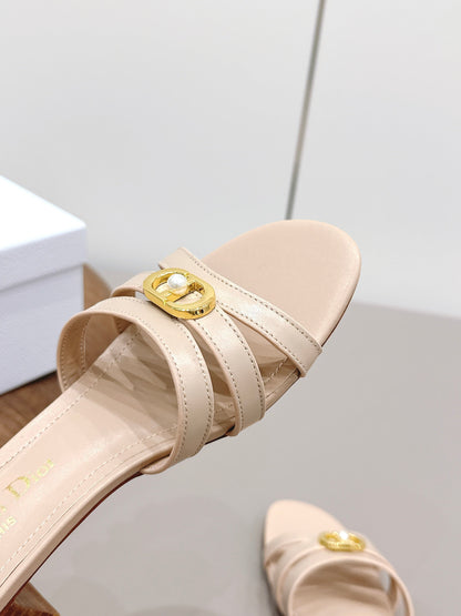 CD 26s 30M Sandal 4.5cm Beige Calfskin 738220