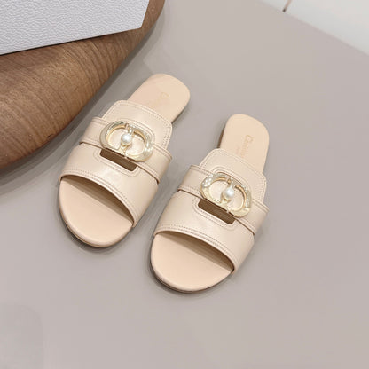 CD 30 Montaigne Slide Beige Calfskin 738231