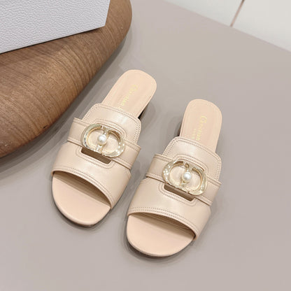 CD 30 Montaigne Sandal 4.5cm Beige Calfskin 738227