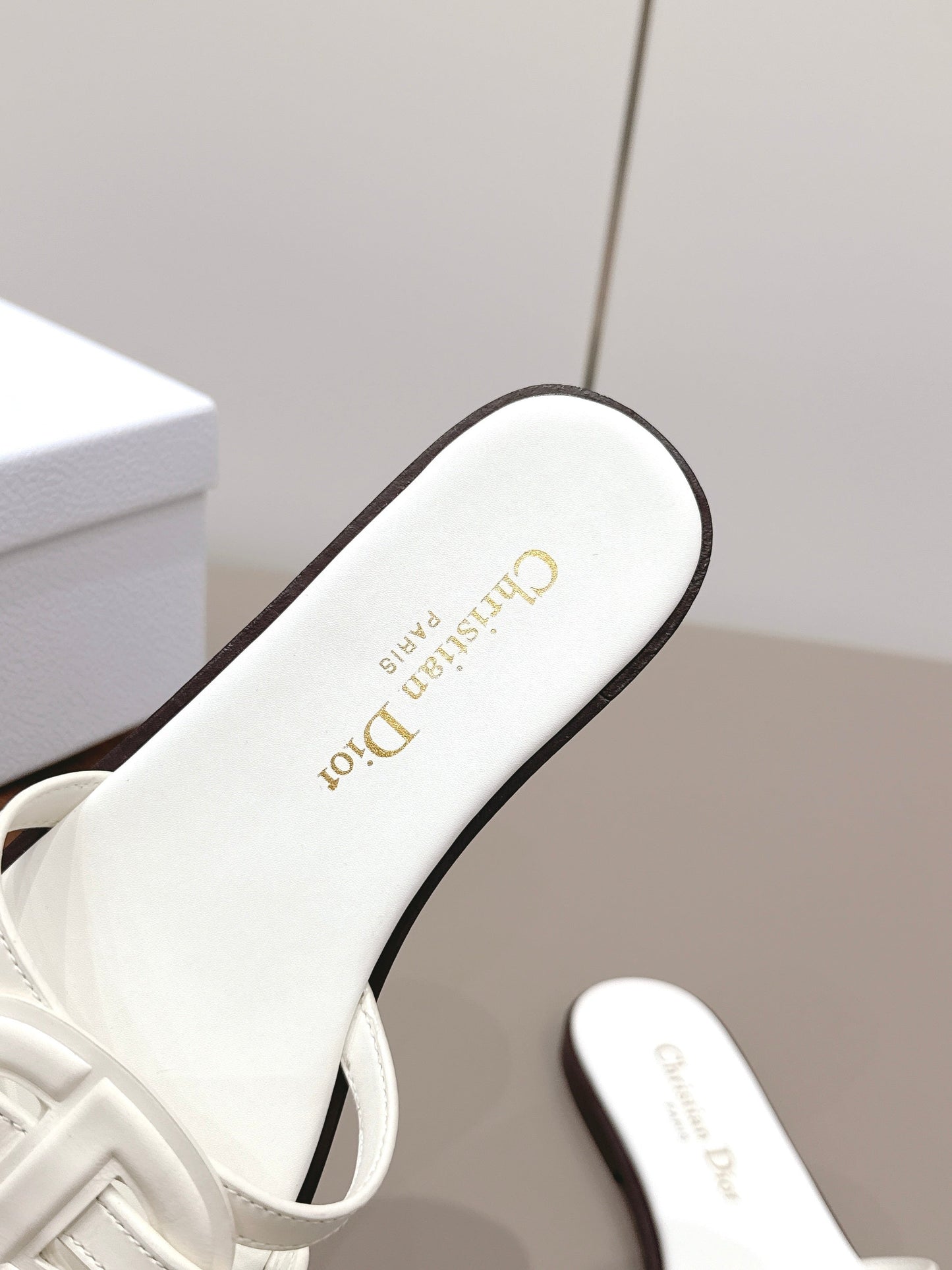 CD 26s D-Club Slide Sandal White Calfskin 738248