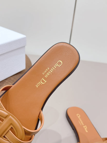 CD 26s D-Club Slide Sandal Tan Calfskin 738246