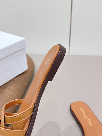 CD 26s D-Club Slide Sandal Tan Calfskin 738246