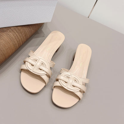 CD 26s D-Club Sandal 4.5cm Beige Calfskin 738243