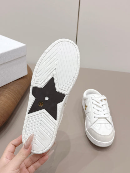 CD Dior Gold Star Mule White Suede Leather 739313