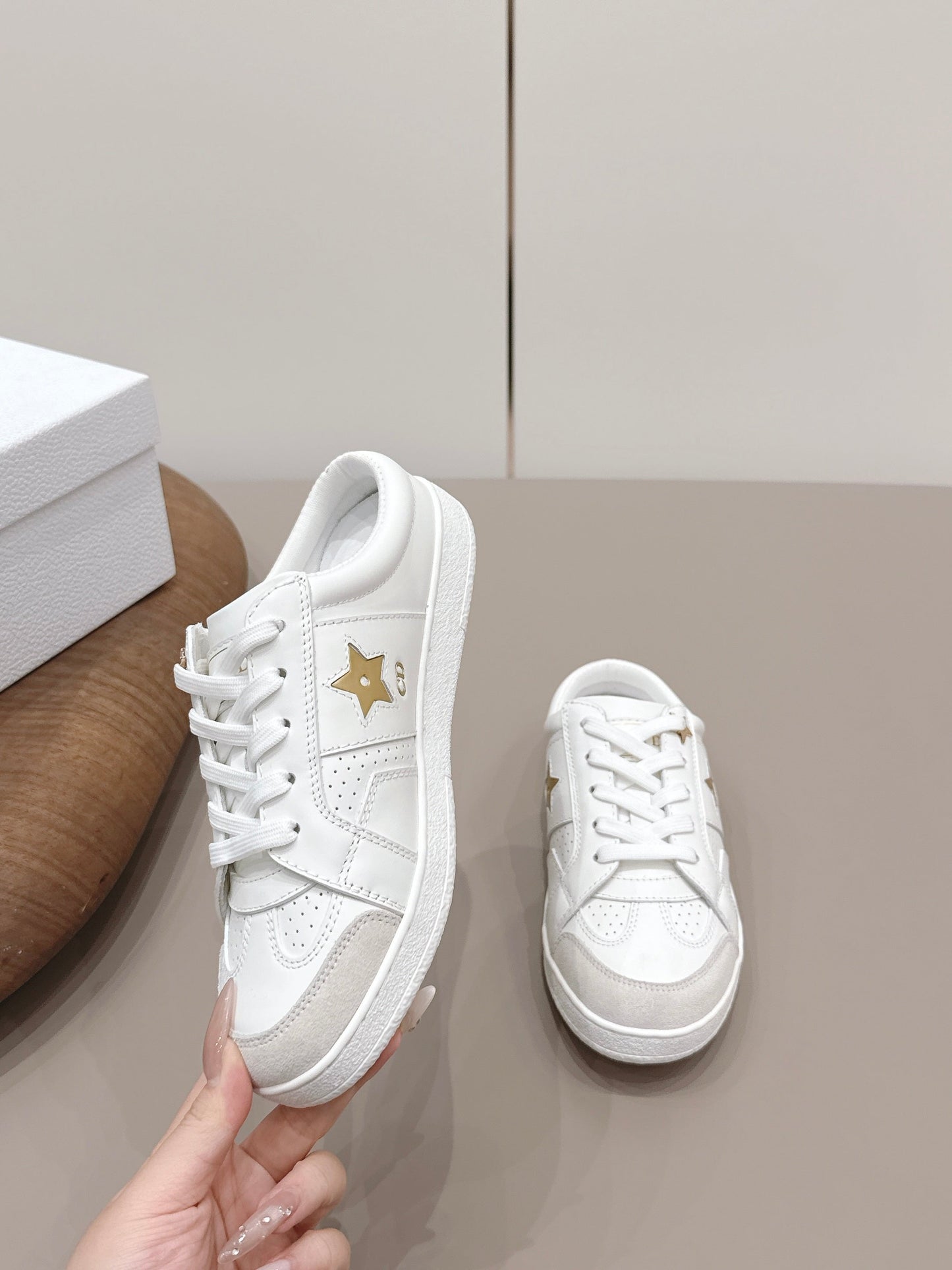CD Dior Gold Star Mule White Suede Leather 739313