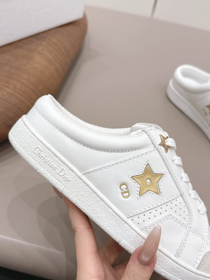 CD Dior Gold Star Mule White Suede Leather 739313