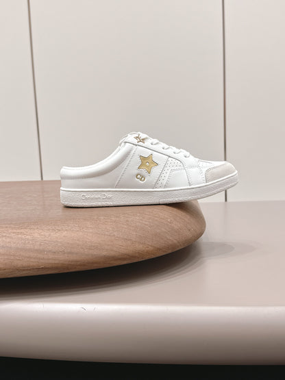 CD Dior Gold Star Mule White Suede Leather 739313