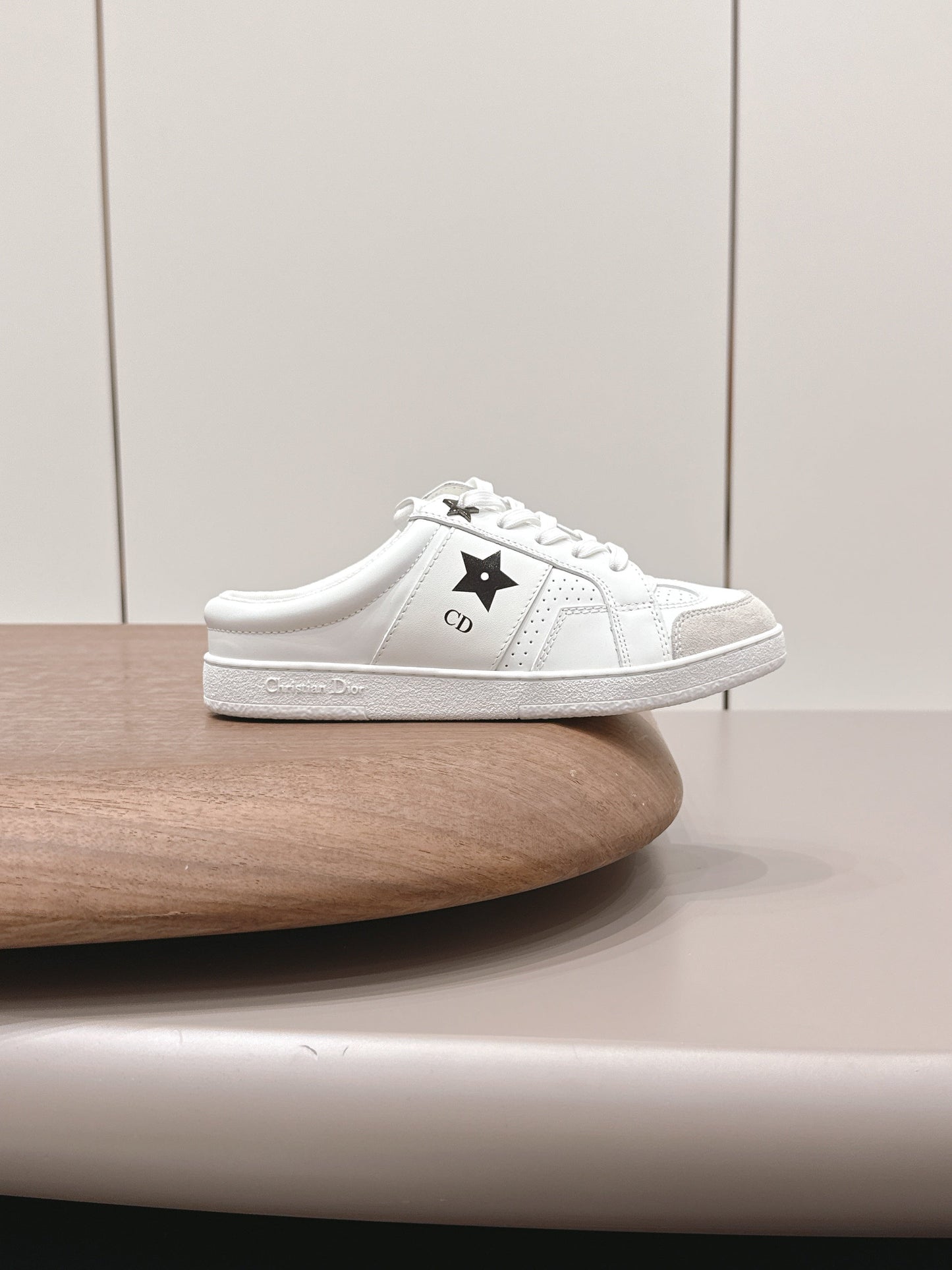 CD Dior Black Star Mule White Suede Leather 739311