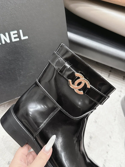 Chanel 2026 Round-Toe Zip-Up Mid-Calf Boots Cowhide 976099