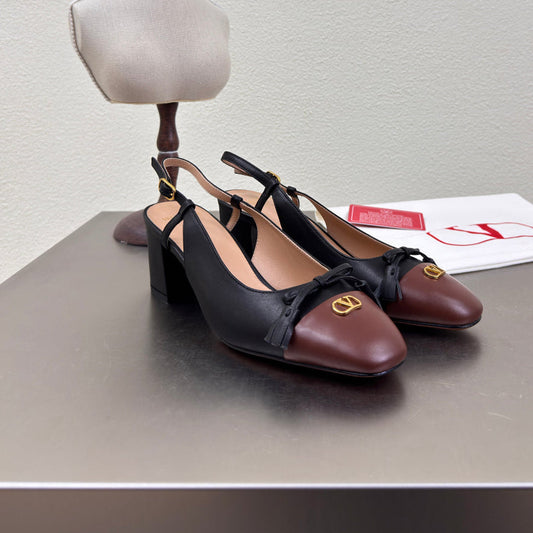 VT 25 Valet Du Roi Slingback Black Brown Calfskin