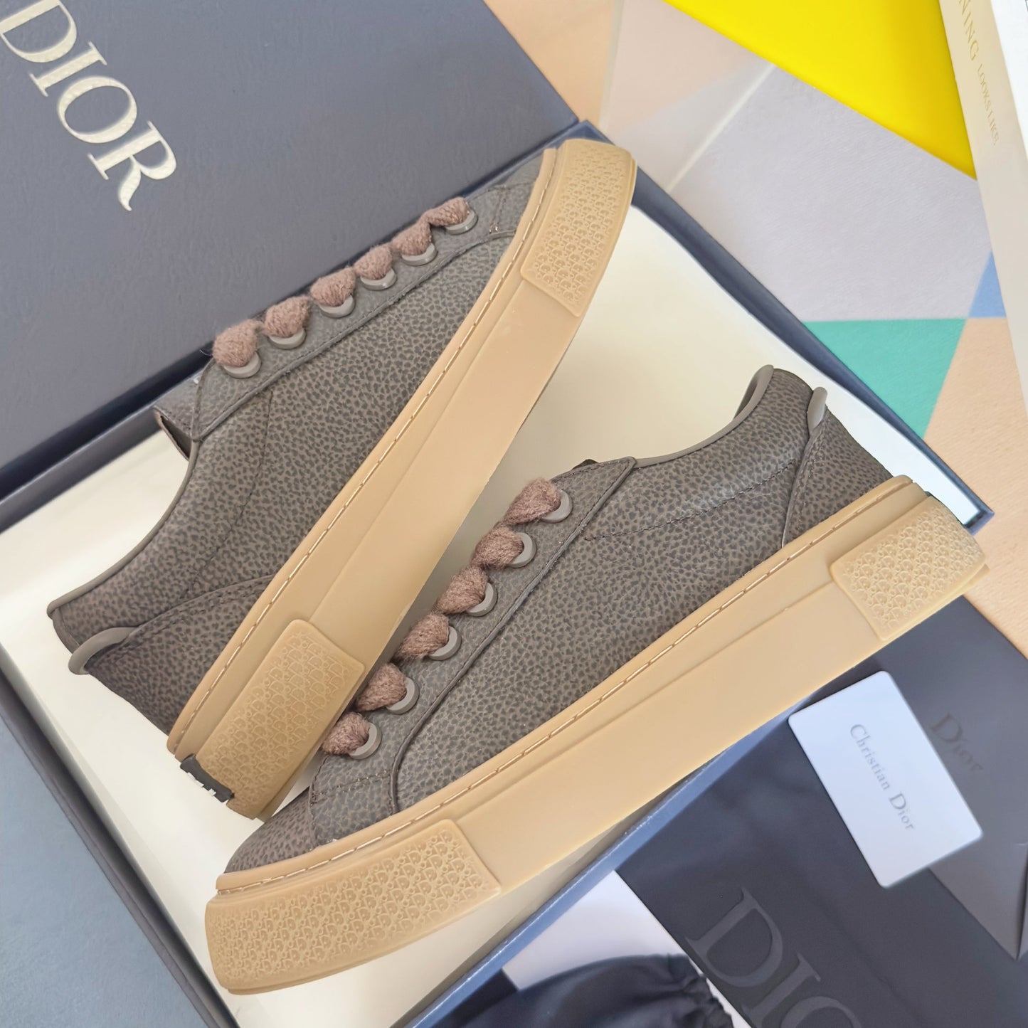 CD 26 B33 Platform Sneakers Dark Gray Monogram Cowhide 609188