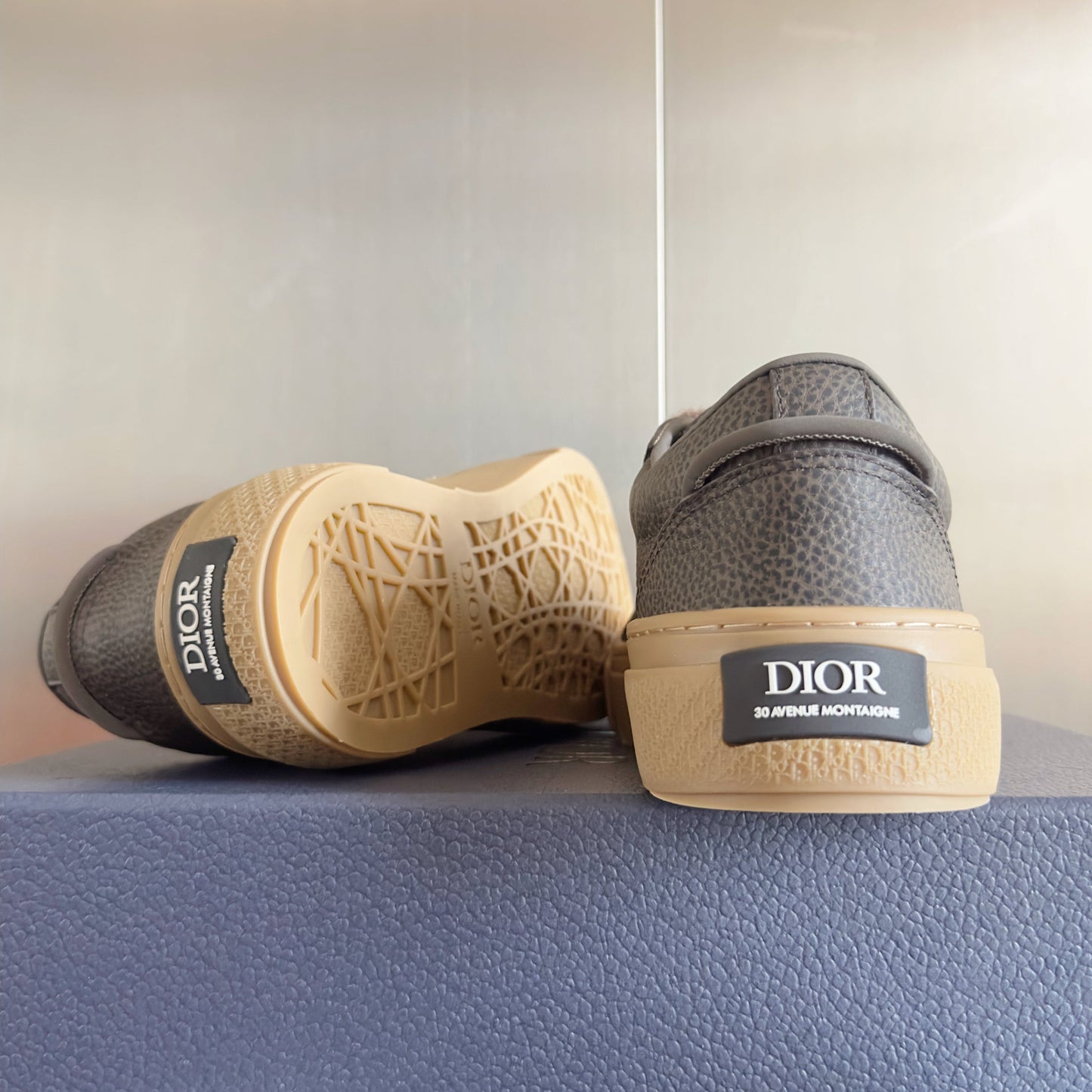 CD 26 B33 Platform Sneakers Dark Gray Monogram Cowhide 609188