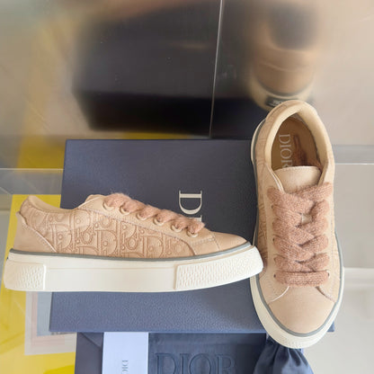 CD 26 B33 Platform Sneakers Light Brown Monogram Cowhide 609189