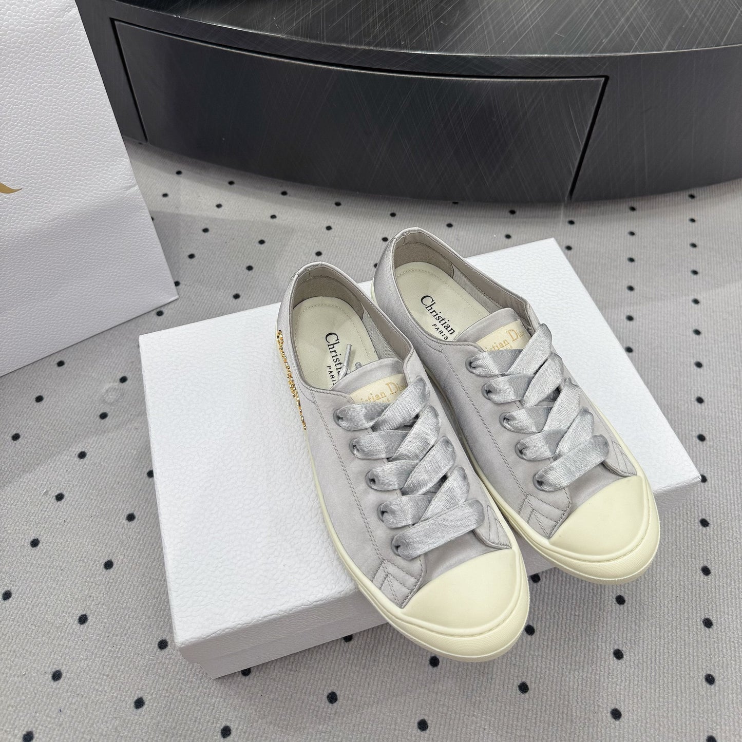 Dior Lucky Sneaker Grey Satin 618073