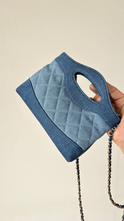 Chanel 2026 Clutch with Chain Blue Denim