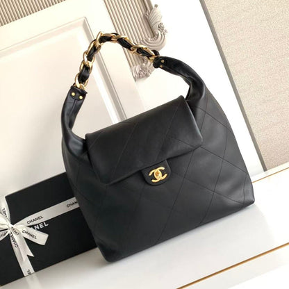 CC 2025 Bag 28cm Black Gold Calfskin
